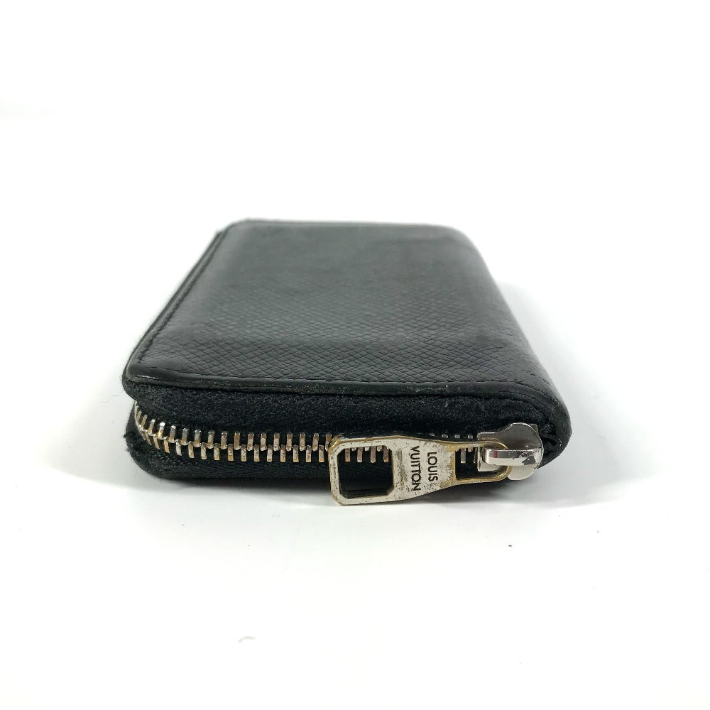 LOUIS VUITTON Coin case M32832 Taiga Leather black Taiga Zip around purse mens Used Authentic
