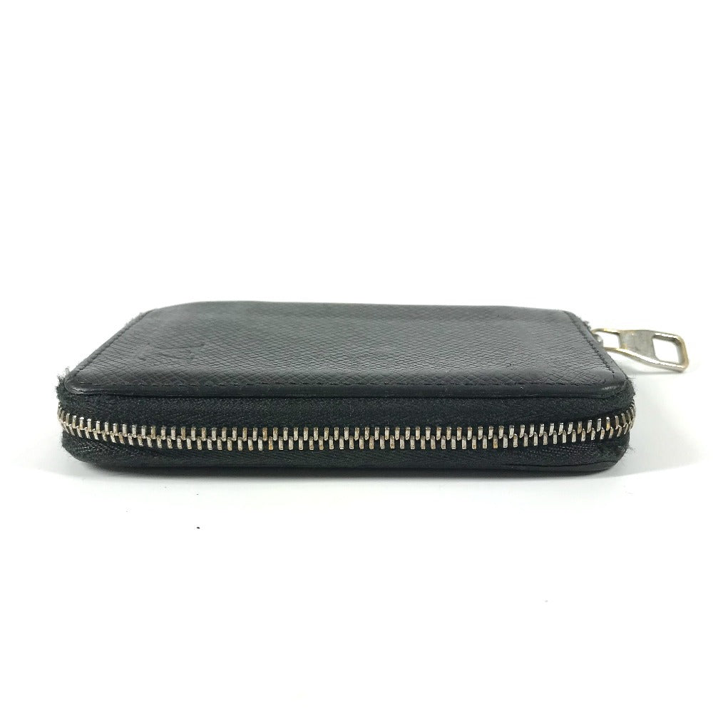 LOUIS VUITTON Coin case M32832 Taiga Leather black Taiga Zip around purse mens Used Authentic