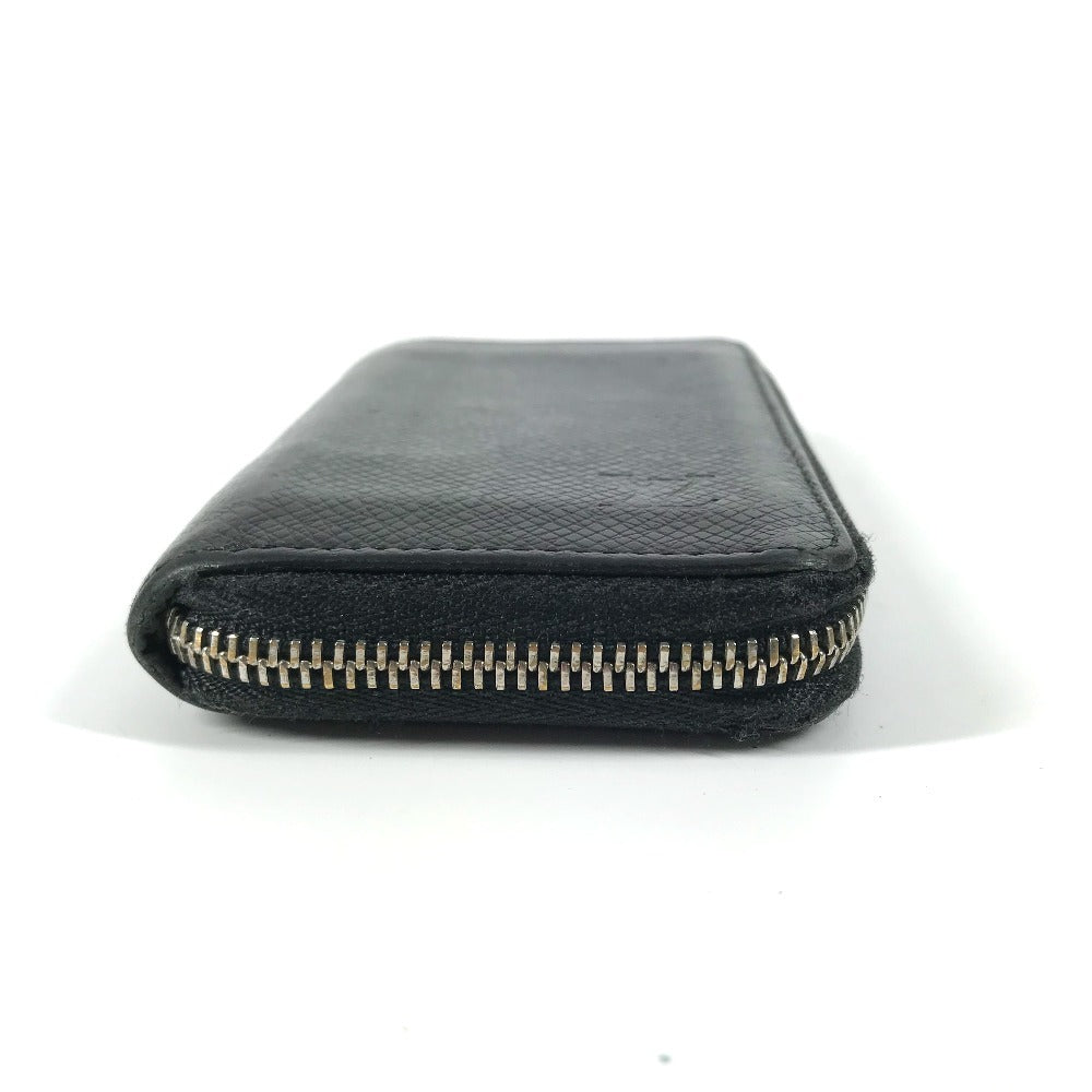 LOUIS VUITTON Coin case M32832 Taiga Leather black Taiga Zip around purse mens Used Authentic