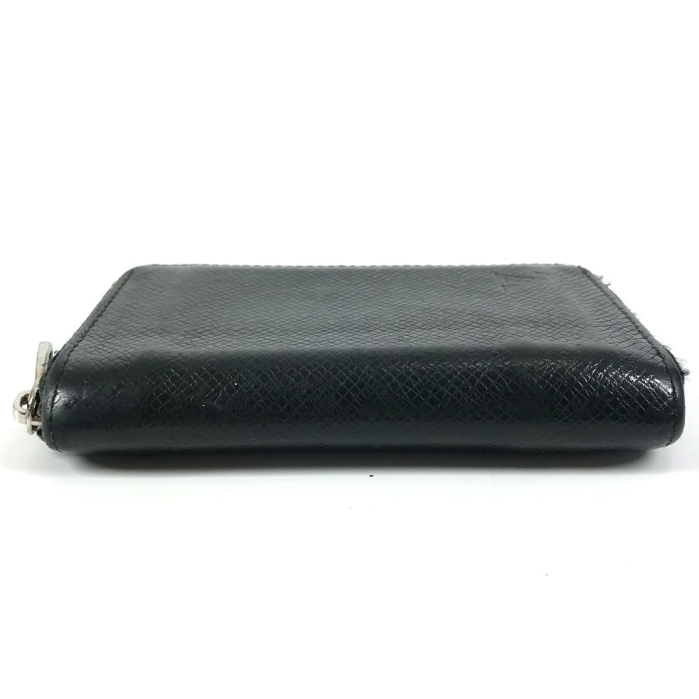 LOUIS VUITTON Coin case M32832 Taiga Leather black Taiga Zip around purse mens Used Authentic