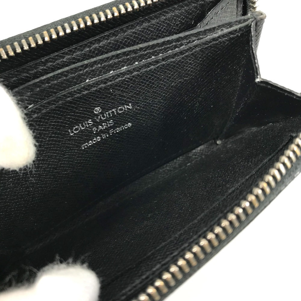 LOUIS VUITTON Coin case M32832 Taiga Leather black Taiga Zip around purse mens Used Authentic
