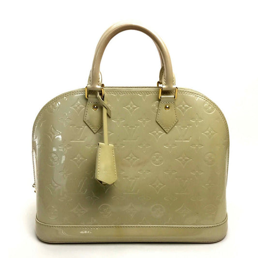 LOUIS VUITTON Handbag M91445 Patent leather white Monogram Vernis Alma PM Women Used Authentic