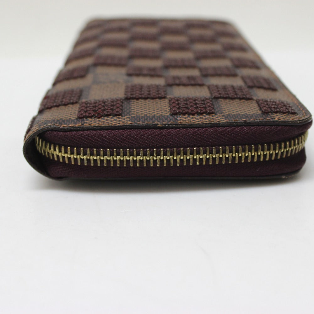 LOUIS VUITTON Long Wallet Purse N63174 Damier Canvas / Sequin Rouge Damier Payette Zippy wallet Women Used Authentic