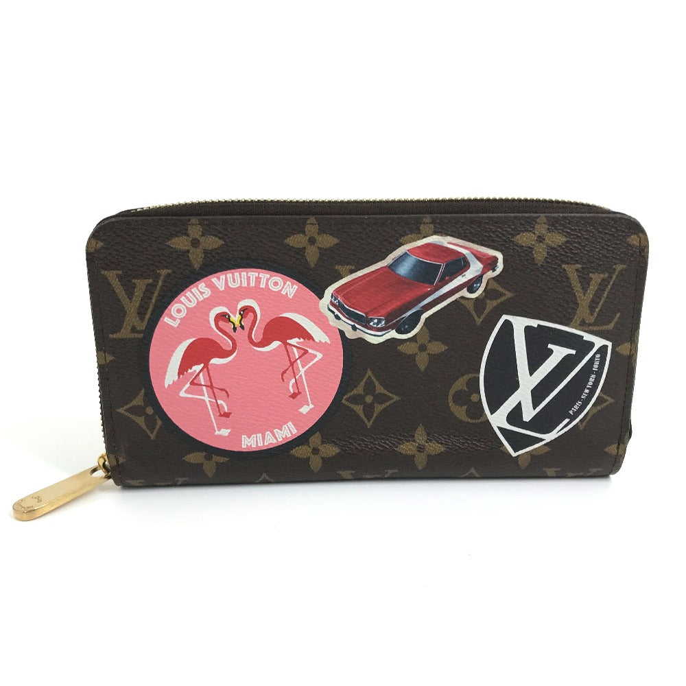 LOUIS VUITTON Long Wallet Purse M62149  Monogram canvas Brown Monogram sticker Zippy Wallet World Tour Women Used Authentic