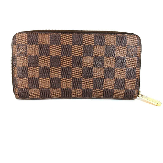 LOUIS VUITTON Long Wallet Purse N41661 Damier canvas Brown Damier Zippy wallet unisex(Unisex) Used Authentic