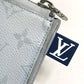 LOUIS VUITTON Clutch bag M61745 Monogram canvas Gray x red x navy Monogram white Pochette Jules PM mens Used Authentic