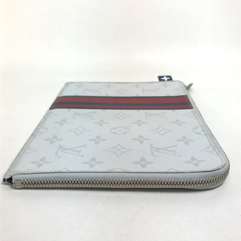 LOUIS VUITTON Clutch bag M61745 Monogram canvas Gray x red x navy Monogram white Pochette Jules PM mens Used Authentic