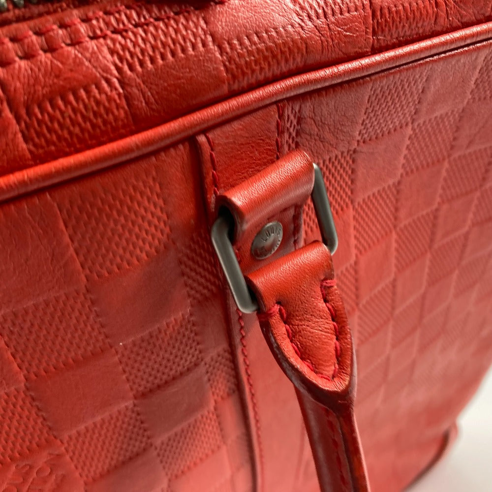 LOUIS VUITTON Business bag N41143 Damier Anfini Leather Red Damier Anfini Porto Document Voyage PDV mens Used Authentic