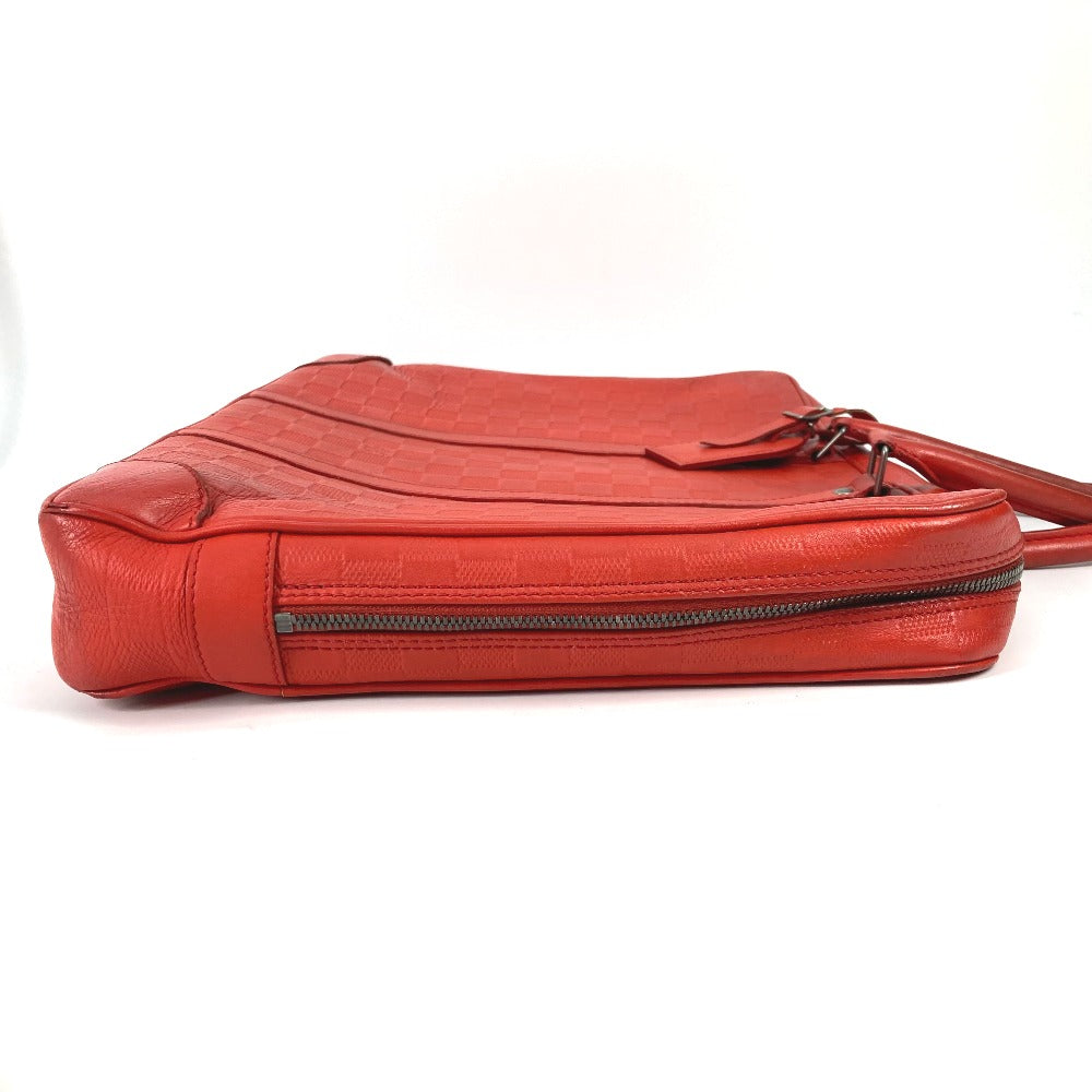 LOUIS VUITTON Business bag N41143 Damier Anfini Leather Red Damier Anfini Porto Document Voyage PDV mens Used Authentic
