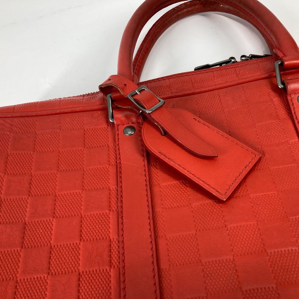 LOUIS VUITTON Business bag N41143 Damier Anfini Leather Red Damier Anfini Porto Document Voyage PDV mens Used Authentic