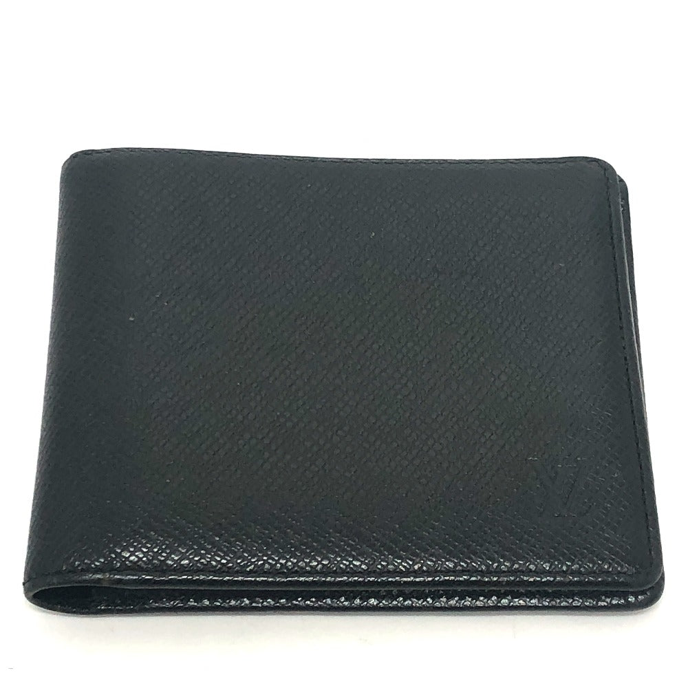 LOUIS VUITTON Folded wallet M30462 Taiga Leather black Porte Billets�ECartes Crdit mens Used Authentic