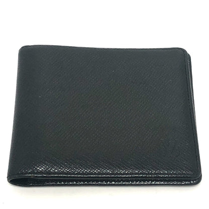 LOUIS VUITTON Folded wallet M30462 Taiga Leather black Porte Billets�ECartes Crdit mens Used Authentic