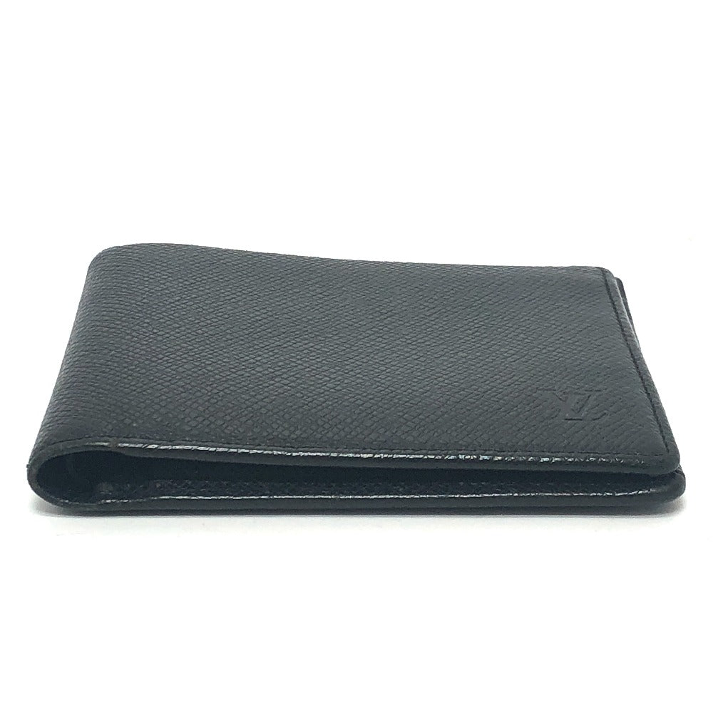LOUIS VUITTON Folded wallet M30462 Taiga Leather black Porte Billets�ECartes Crdit mens Used Authentic