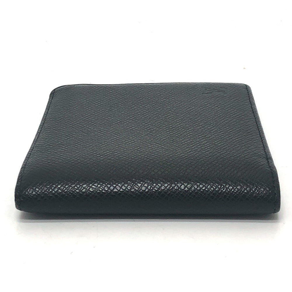 LOUIS VUITTON Folded wallet M30462 Taiga Leather black Porte Billets�ECartes Crdit mens Used Authentic