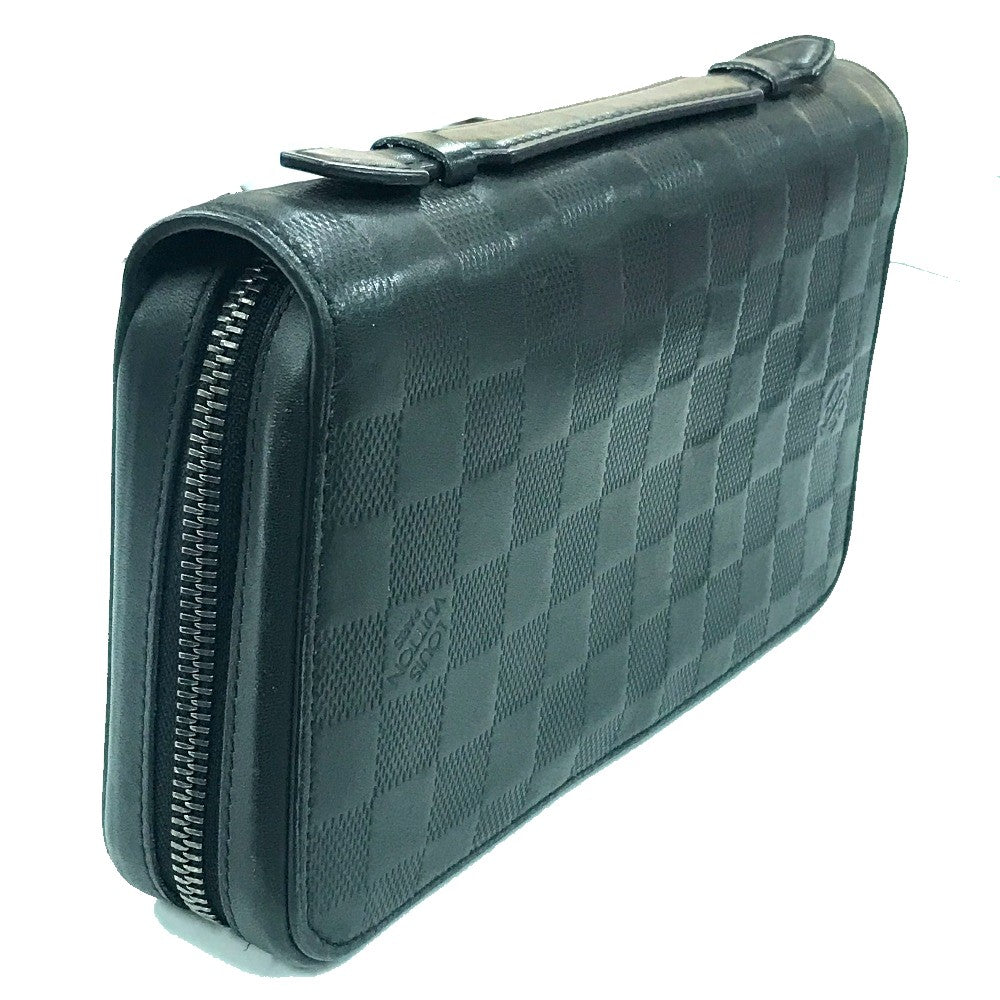 LOUIS VUITTON Long Wallet Purse N61254 Damier Anfini Leather black Damier Anfini Zippy XL