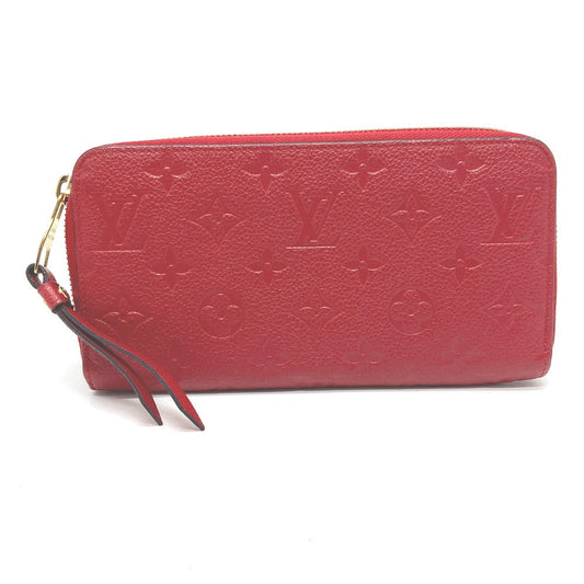 LOUIS VUITTON Long Wallet Purse M61865 Monogram Ann Platt Leather Red Monogram Ann Platt Zippy wallet unisex(Unisex) Used Authentic