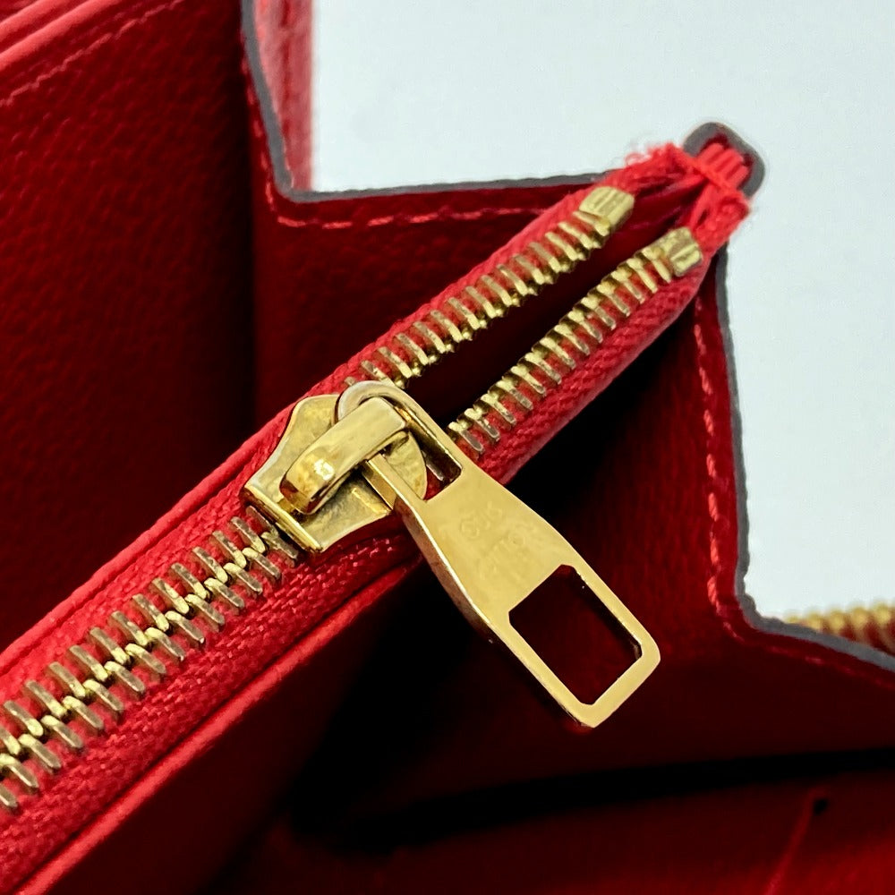 LOUIS VUITTON Long Wallet Purse M61865 Monogram Ann Platt Leather Red Monogram Ann Platt Zippy wallet unisex(Unisex) Used Authentic