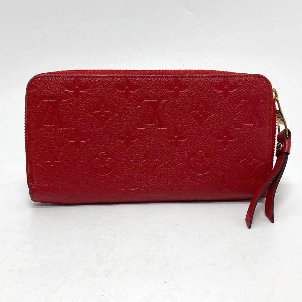 LOUIS VUITTON Long Wallet Purse M61865 Monogram Ann Platt Leather Red Monogram Ann Platt Zippy wallet unisex(Unisex) Used Authentic
