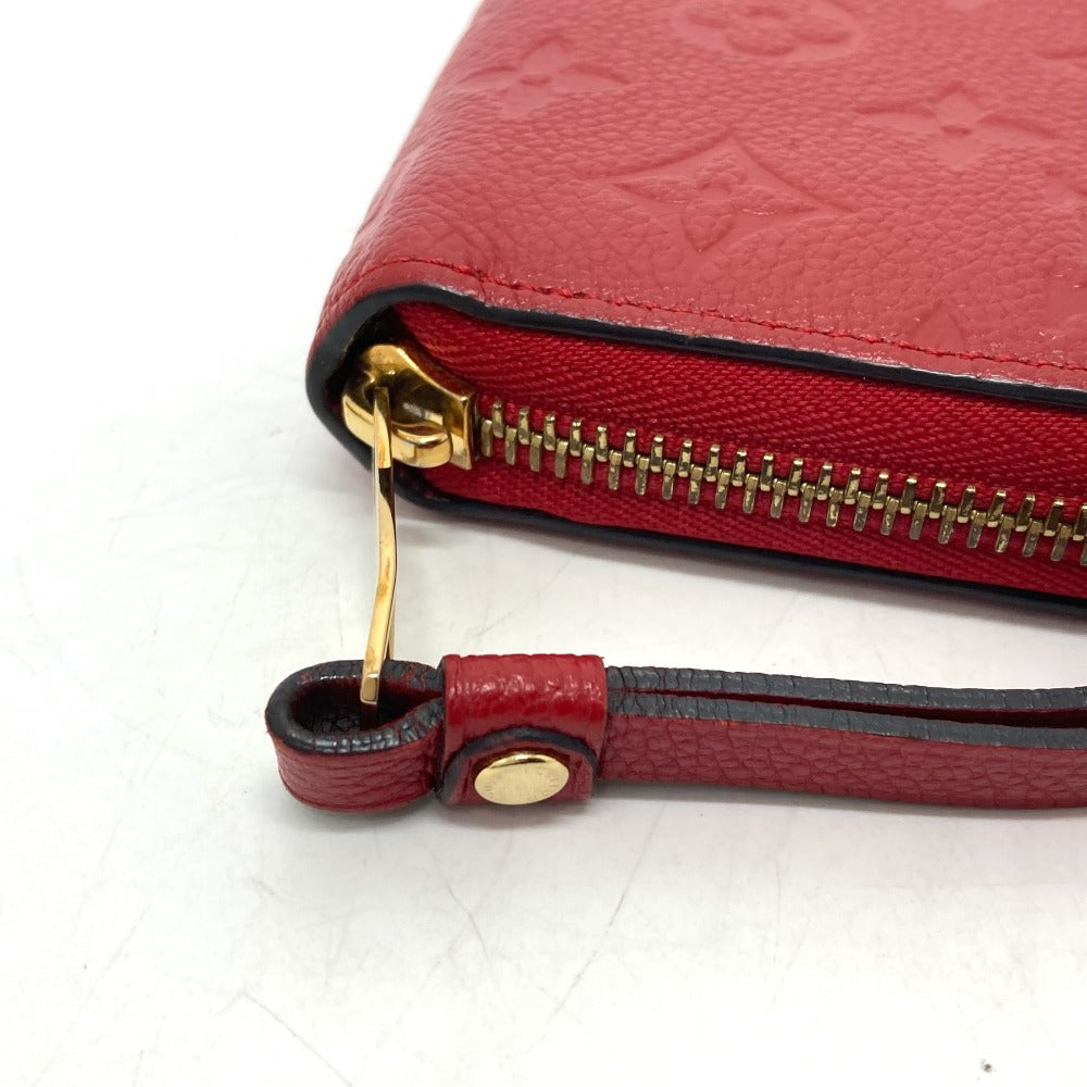 LOUIS VUITTON Long Wallet Purse M61865 Monogram Ann Platt Leather Red Monogram Ann Platt Zippy wallet unisex(Unisex) Used Authentic