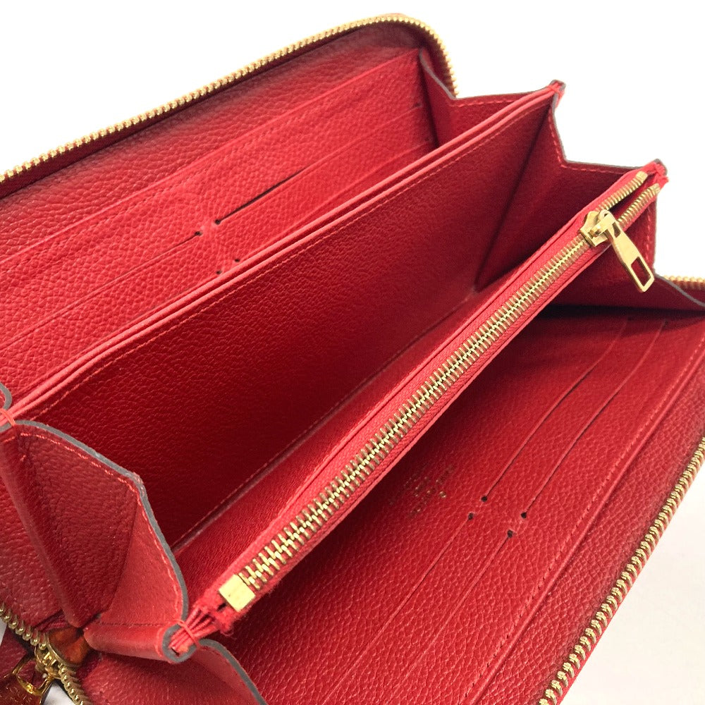 LOUIS VUITTON Long Wallet Purse M61865 Monogram Ann Platt Leather Red Monogram Ann Platt Zippy wallet unisex(Unisex) Used Authentic