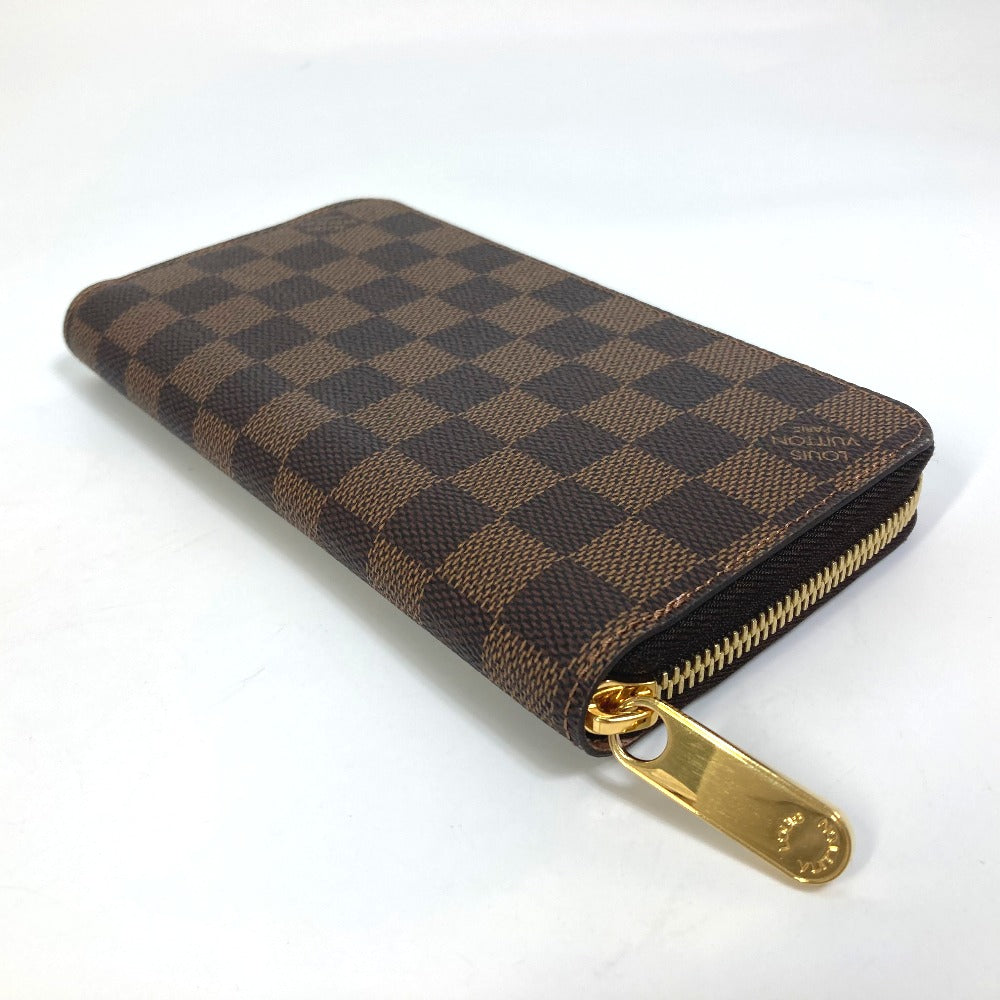 LOUIS VUITTON Long Wallet Purse N60046 Damier canvas Brown Damier Zippy wallet Women Used Authentic