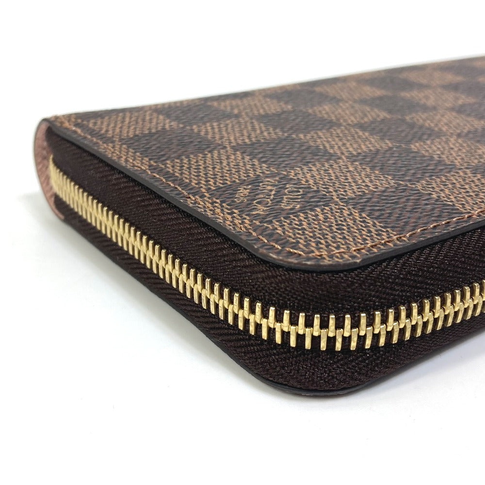 LOUIS VUITTON Long Wallet Purse N60046 Damier canvas Brown Damier Zippy wallet Women Used Authentic