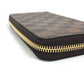 LOUIS VUITTON Long Wallet Purse N60046 Damier canvas Brown Damier Zippy wallet Women Used Authentic