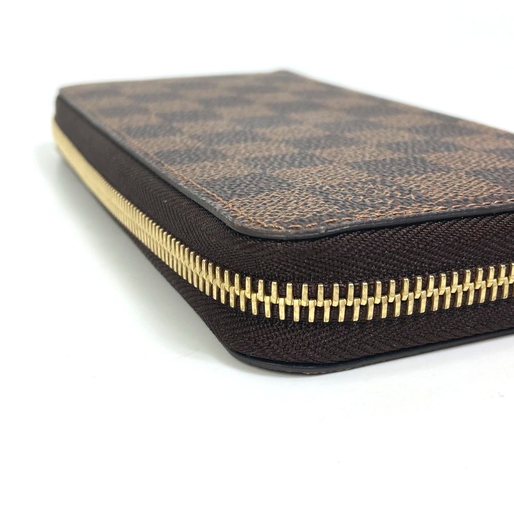 LOUIS VUITTON Long Wallet Purse N60046 Damier canvas Brown Damier Zippy wallet Women Used Authentic