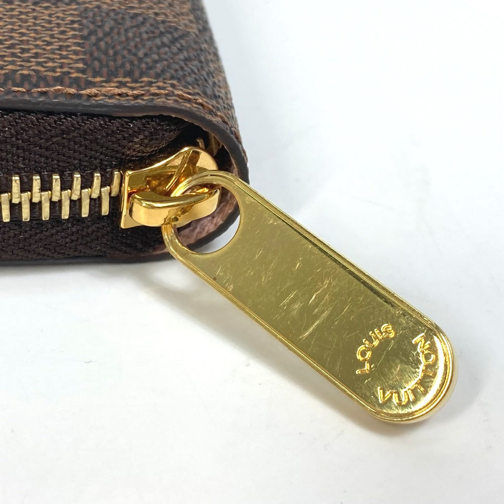 LOUIS VUITTON Long Wallet Purse N60046 Damier canvas Brown Damier Zippy wallet Women Used Authentic