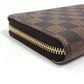 LOUIS VUITTON Long Wallet Purse N60046 Damier canvas Brown Damier Zippy wallet Women Used Authentic