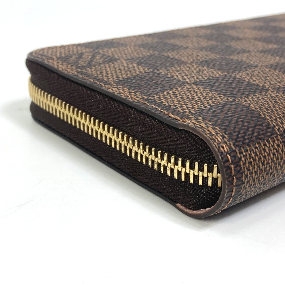 LOUIS VUITTON Long Wallet Purse N60046 Damier canvas Brown Damier Zippy wallet Women Used Authentic