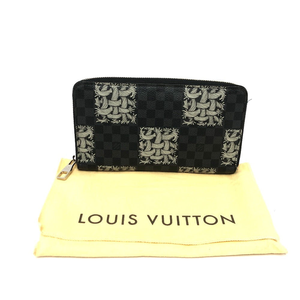 LOUIS VUITTON Long Wallet Purse ‚m61214  Damier Grafitto Canvas black Graphite Christopher nemes mens Used Authentic