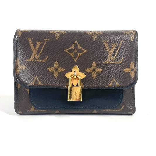 LOUIS VUITTON Trifold wallet M62578 Monogram canvas Brown Monogram Portefeuille Flower Compact Women Used Authentic