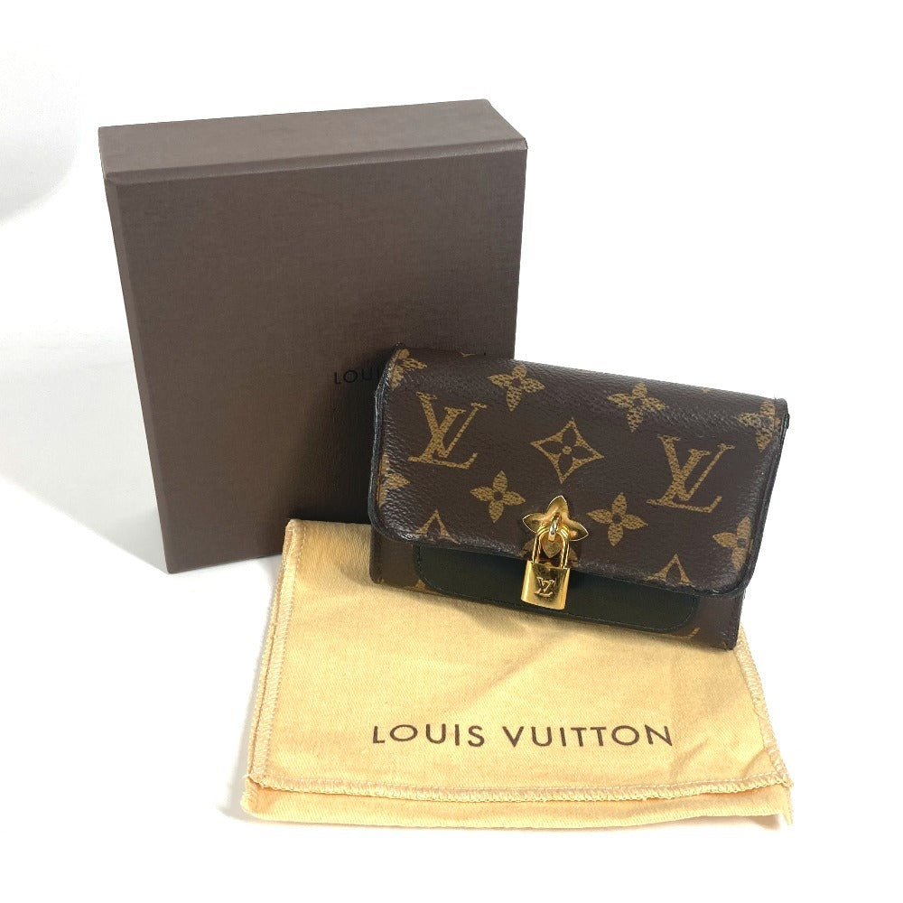 LOUIS VUITTON Trifold wallet M62578 Monogram canvas Brown Monogram Portefeuille Flower Compact Women Used Authentic