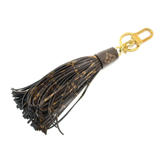 LOUIS VUITTON Bag charm MP1768 Monogram canvas Brown Tassel Keychain Women Used Authentic