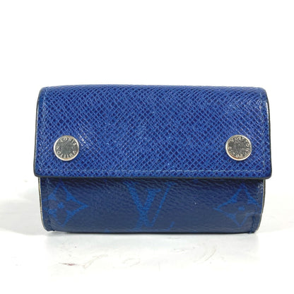 LOUIS VUITTON Trifold wallet M67620 Taiga Leather, Monogram Canvas blue Taigalama Discovery Compact Wallet mens Used Authentic