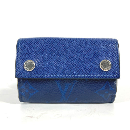 LOUIS VUITTON Trifold wallet M67620 Taiga Leather, Monogram Canvas blue Taigalama Discovery Compact Wallet mens Used Authentic