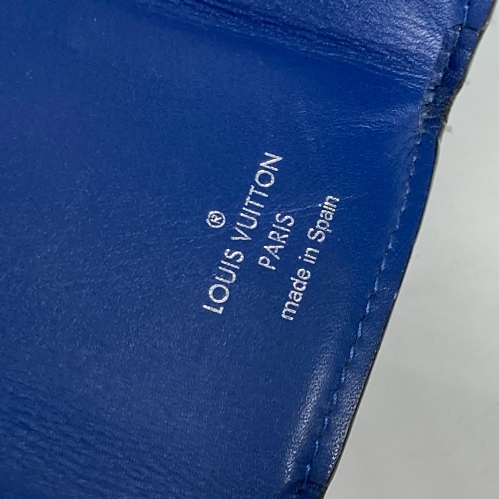 LOUIS VUITTON Trifold wallet M67620 Taiga Leather, Monogram Canvas blue Taigalama Discovery Compact Wallet mens Used Authentic