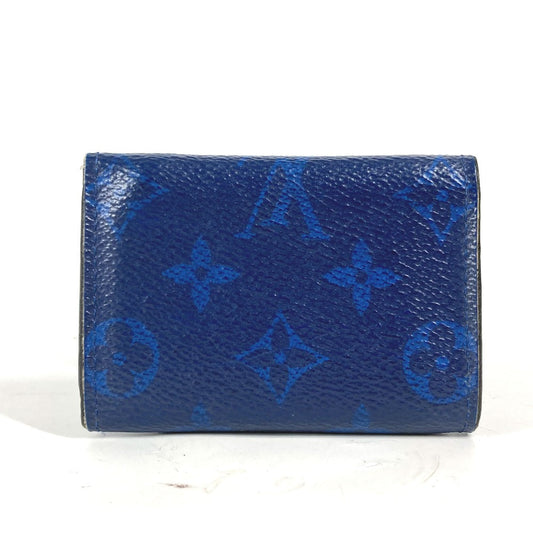 LOUIS VUITTON Trifold wallet M67620 Taiga Leather, Monogram Canvas blue Taigalama Discovery Compact Wallet mens Used Authentic