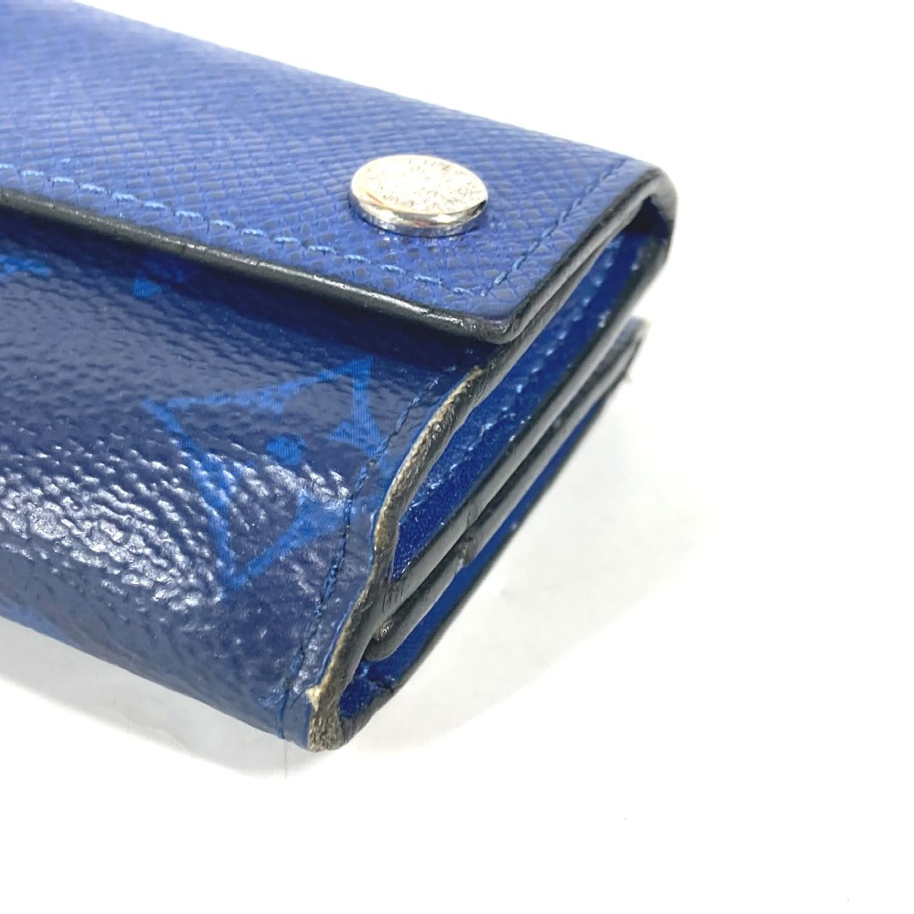 LOUIS VUITTON Trifold wallet M67620 Taiga Leather, Monogram Canvas blue Taigalama Discovery Compact Wallet mens Used Authentic