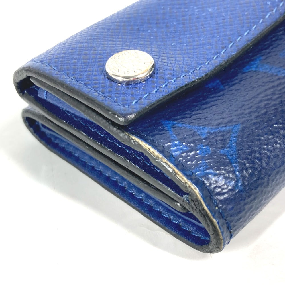 LOUIS VUITTON Trifold wallet M67620 Taiga Leather, Monogram Canvas blue Taigalama Discovery Compact Wallet mens Used Authentic
