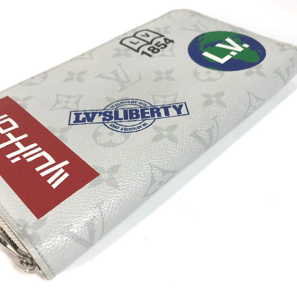 LOUIS VUITTON Long Wallet Purse M67824 Monogram canvas white monogram logo story Zippy Organizer mens Used Authentic