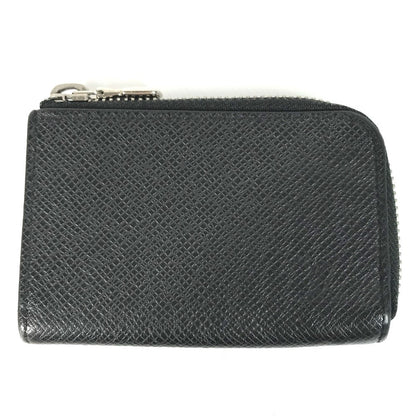 LOUIS VUITTON Coin case M63375 Taiga Leather black Taiga Porto Monnaie Jour mens Used Authentic