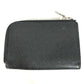 LOUIS VUITTON Coin case M63375 Taiga Leather black Taiga Porto Monnaie Jour mens Used Authentic