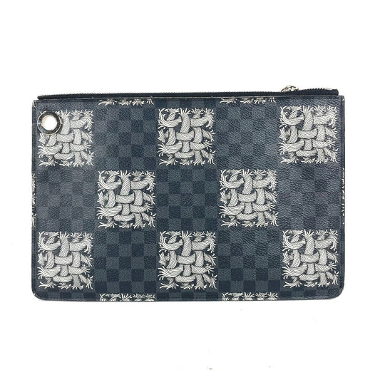 LOUIS VUITTON Clutch bag N61231 Damier Grafitto Canvas black Damier Grafitte Pochette Jules PM mens Used Authentic