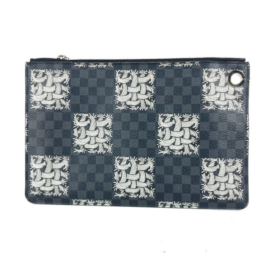 LOUIS VUITTON Clutch bag N61231 Damier Grafitto Canvas black Damier Grafitte Pochette Jules PM mens Used Authentic