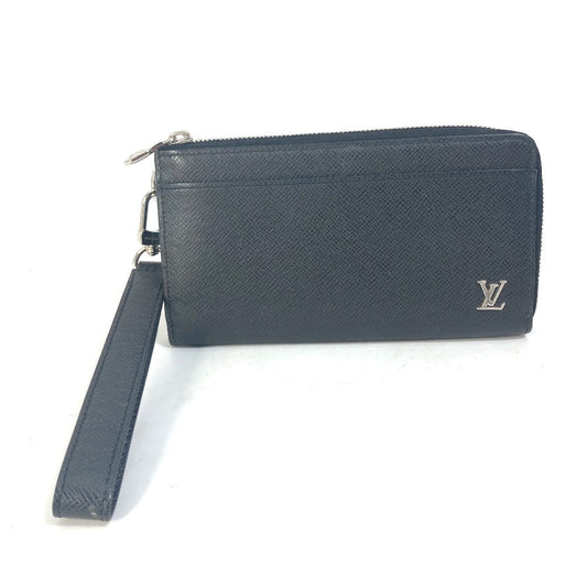 LOUIS VUITTON Long Wallet Purse M69409 Taiga Leather black Taiga Zippy dragonne mens Used Authentic