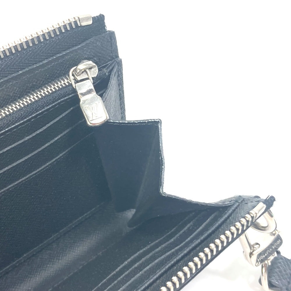 LOUIS VUITTON Long Wallet Purse M69409 Taiga Leather black Taiga Zippy dragonne mens Used Authentic