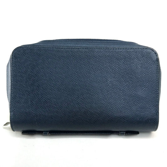 LOUIS VUITTON Long Wallet Purse M42098 Taiga Leather Blue type Taiga Zippy XL mens Used Authentic