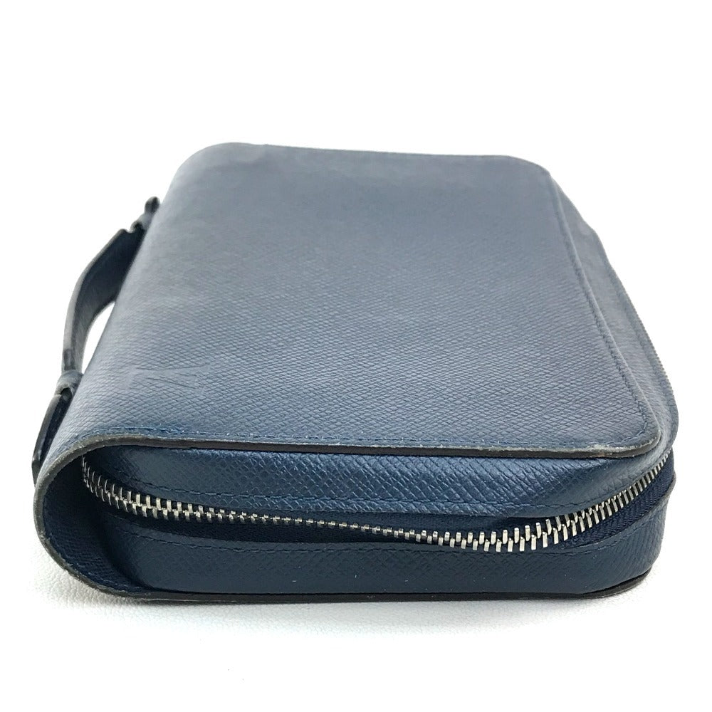 LOUIS VUITTON Long Wallet Purse M42098 Taiga Leather Blue type Taiga Zippy XL mens Used Authentic